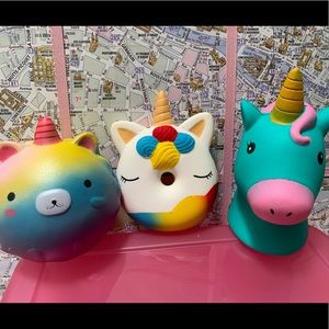 3 pack of unicorn squishies